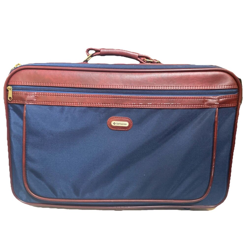 Vintage Samsonite Garment Bag Travel Luggage Suit Case Blue/Brown free shipping